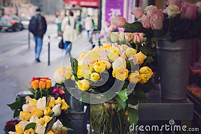 Flowers on street of Paris, France Stock Photo