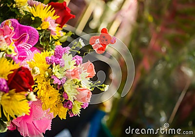 Flowers with teddybear Stock Photo