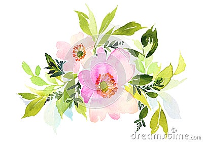 Flowers watercolor illustration. Cartoon Illustration