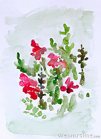 Flowers, watercolor painting Stock Photo