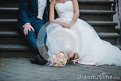 Flowers wedding bride bouquet ceremony Stock Photo