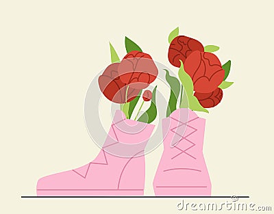 Flowers in wellies vector concept Vector Illustration