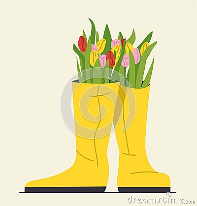 Flowers in wellies vector concept Vector Illustration