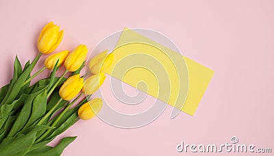 Flowers with yellow note Stock Photo