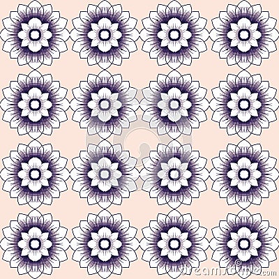 Flowery pastel blue and white seamless floral pattern with charming and unique illustration of purple Vector Illustration