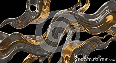 Flowing, abstract shapes intertwine in a dynamic composition, featuring translucent Stock Photo