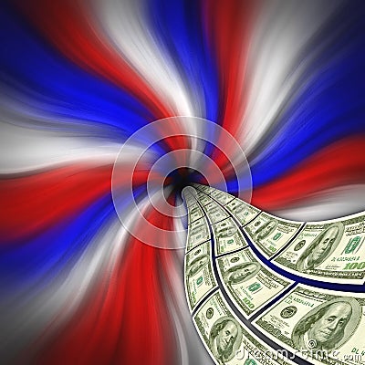 Flowing American currency for financial stimulus Stock Photo