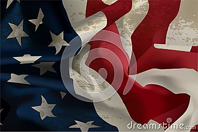 Flowing American flag Vector Illustration