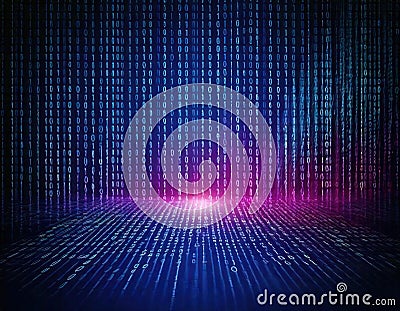 Flowing Binary Code Background in Technology Stock Photo