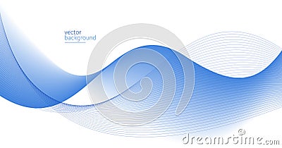 Flowing blue curve shape with soft gradient vector abstract background, relaxing and tranquil art, can illustrate health medical Stock Photo