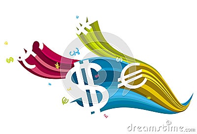 Flowing currency icon Vector Illustration