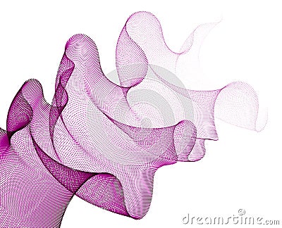 Flowing energy particles, wave of blended dots transparent tulle textile on wind. Curved dotted 3d lines vector effect Vector Illustration