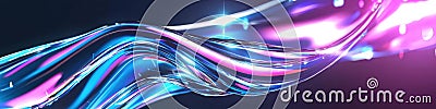 Flowing fluorescent ai lines creating a dynamic colorful wave on a clean background Stock Photo