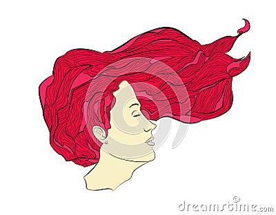 Flowing hair Vector Illustration