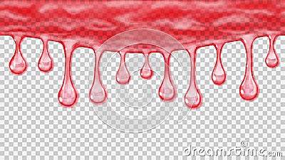 Flowing or hanging transparent seamless repeatable drops Vector Illustration