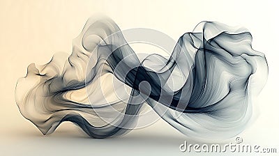 Flowing ink waves create elegant, asymmetric design with soft curves Stock Photo