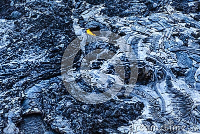 Flowing lava solidifies into a hard crust Stock Photo