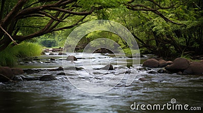 Flowing Life: Water Stream Symbolizing the Cycle of Life. Generative AI Stock Photo