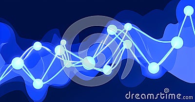 flowing neural network, with glowing nodes connecting and disconnecting Stock Photo