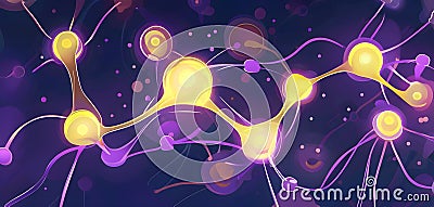 flowing neural network, with glowing nodes connecting and disconnecting Stock Photo