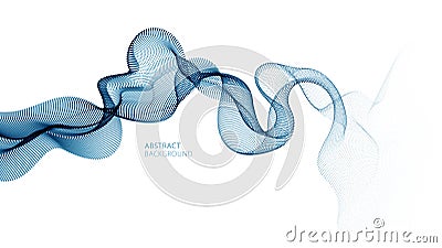 Flowing particles wave, dynamic sound motion curve lines. 3d vector illustration. Vector Illustration