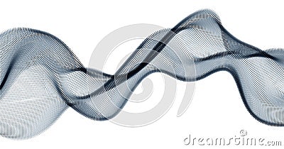 Flowing particles wave, dynamic sound motion curve lines. 3d vector illustration. Vector Illustration