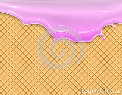 Flowing pink glaze on wafer texture Vector Illustration