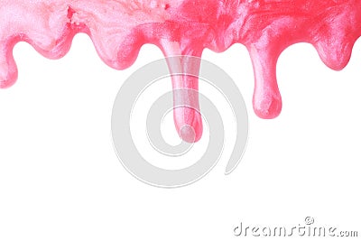 Flowing pink slime on background. Antistress toy Stock Photo