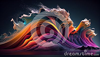 Flowing purple mountain spiral, a bright imagination generated by AI Stock Photo