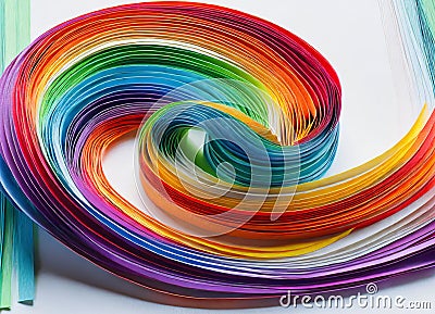 Rainbow quilling paper strips Stock Photo