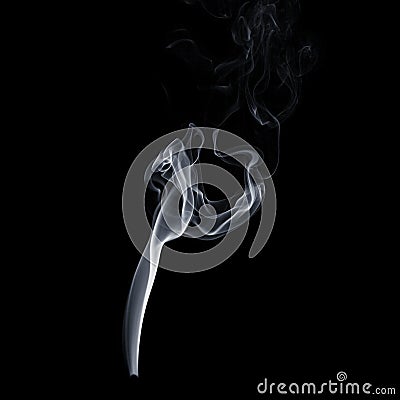 Flowing smoke on black background, white vapor, abstract flow of cigarette smoke, aroma stick smoke Stock Photo