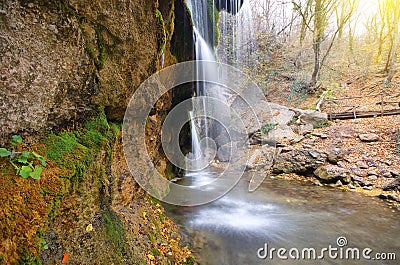 Flowing waterfall Stock Photo