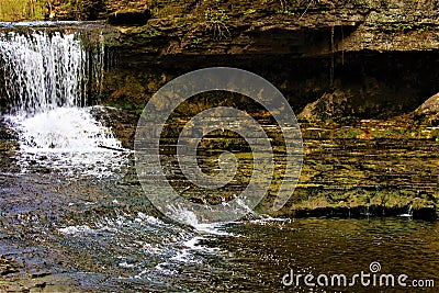 Flowing Waterfall In Ohio Stock Photo