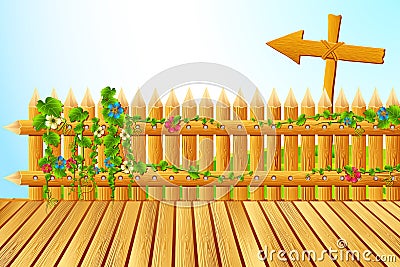 Flowr Creeper on Fence Vector Illustration