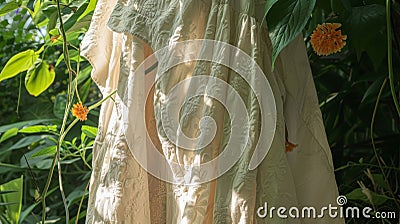 A flowy dress made from soft sustainable bamboo fabric emitting a soft and earthy vibe. Stock Photo