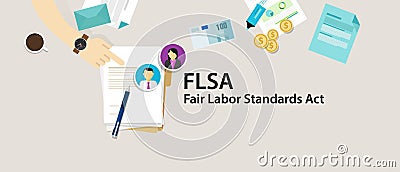 FLSA Fair Labor Standards Act paper employee Vector Illustration