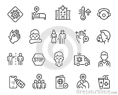 Flu and coronavirus icons set. Collection icons such as coronavirus infection, disease prevention, etc. Editable vector Vector Illustration