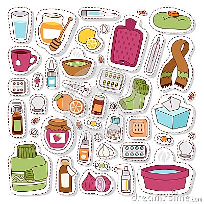 Flu influenza icons vector. Vector Illustration