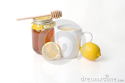 Flu Medicine - Herbal Tea With Honey & Lemon Stock Photo