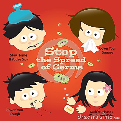 Flu Prevention Poster Sign Vector Illustration