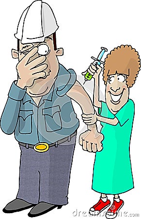 Flu Shot Cartoon Illustration