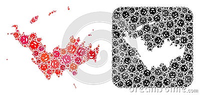 Map of Saint Barthelemy - Virus Mosaic with Hole Vector Illustration