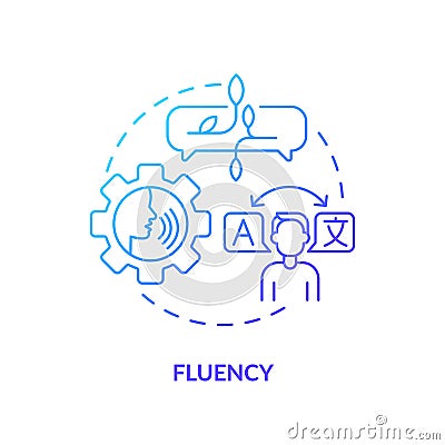 Fluency, language proficiency blue gradient concept icon Vector Illustration