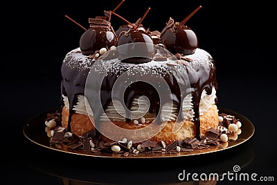 fluffy artistic chocolate cake Stock Photo
