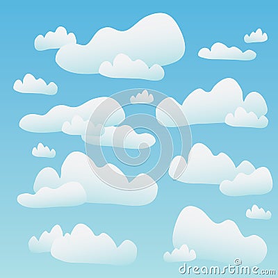Fluffy Blue Clouds Vector Illustration