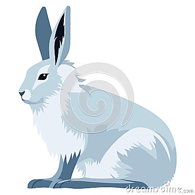 Fluffy blue hare sitting Vector Illustration