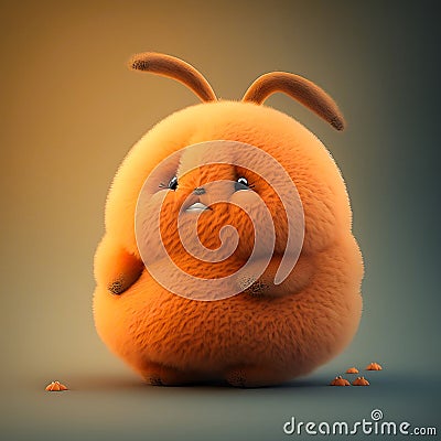 Fluffy bunny with droopy ears Cartoon Illustration