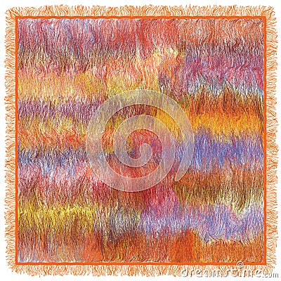 Fluffy carpet with weave grunge striped, wavy colorful pattern Vector Illustration