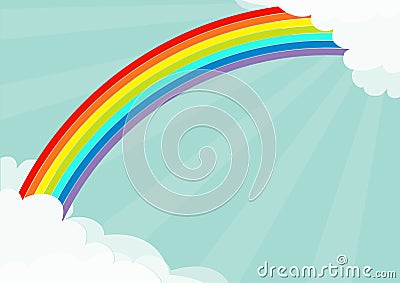 Fluffy cloud in corners frame template. Rainbow in the sky. Cloudshape. Sun light rays burst. Sunshine. Cloudy weather. LGBT sign Vector Illustration