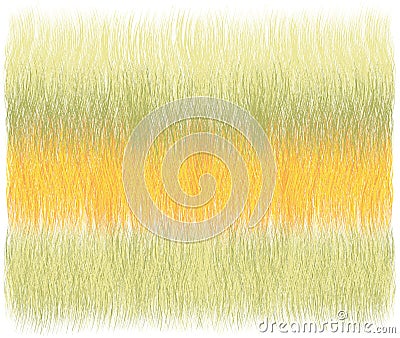 Fluffy grunge striped weave rug, mat, carpet, coverlet ,tapestry in yellow, green, orange pastel colors isolated on white Vector Illustration